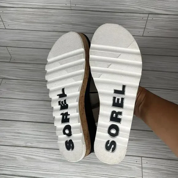 Sorel Cameron Platform Slingback Sandals Taupe Sea Salt Leather Women's Size 8 - Picture 6 of 7